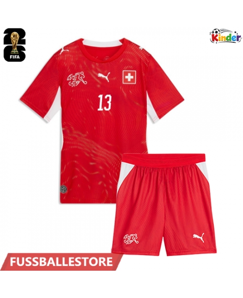 Günstige Schweiz Ricardo Rodriguez #13 Heimtrikotsatz Kinder WM 2026 Kurzarm (+ Kurze Hosen)